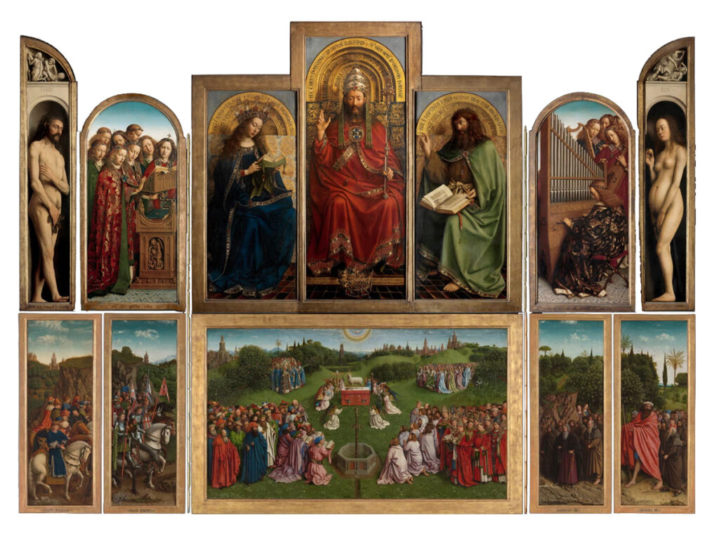 Altarpiece "Lamb of God" by Jan Van Eyck, Saint bavo's cathedral, Ghent, Belgium