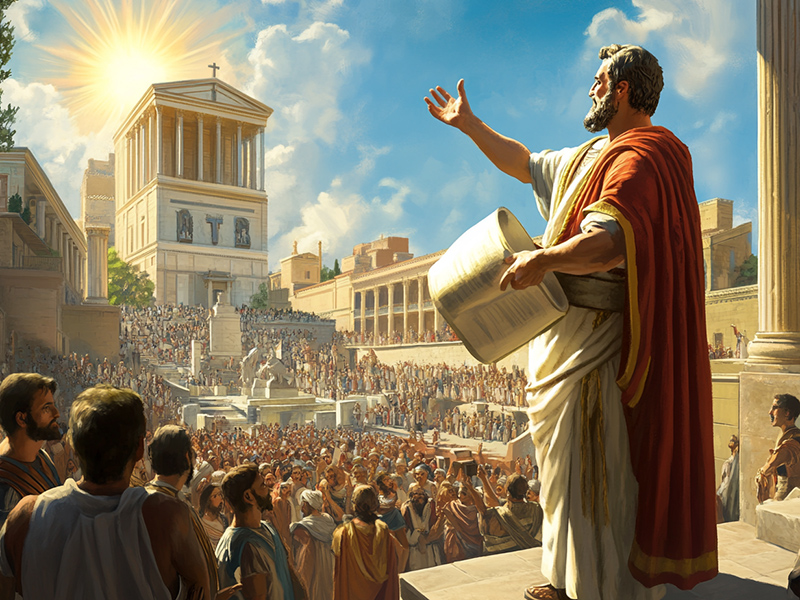 Saint Paul preaching in Athens at the Areopagus